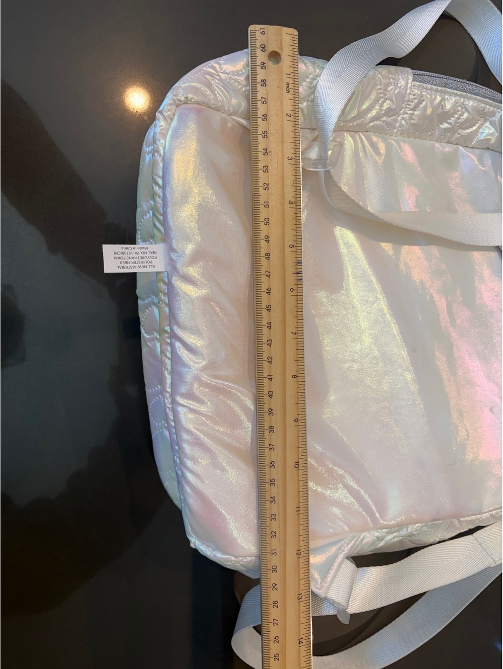 Iridescent Quilted Heart Pattern Backpack - Picture 5 of 10